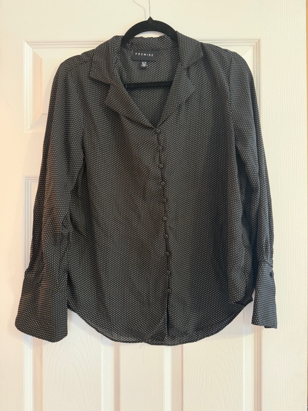 Premise Black Microdot Button-Up Blouse